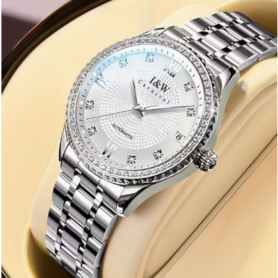 라인스톤 자동 기계식 여성용 패션 시계