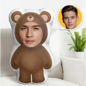 맞춤형 미니 곰 얼굴 사진 숏 플러시 베개