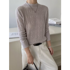 세미 하이 칼라 순면 캐시미어 스웨터