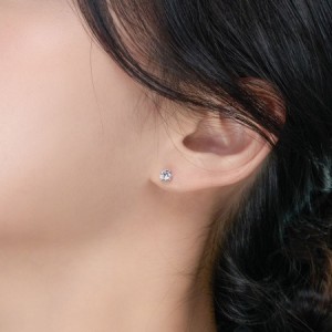 3부 랩 다이아몬드 귀걸이 4프롱